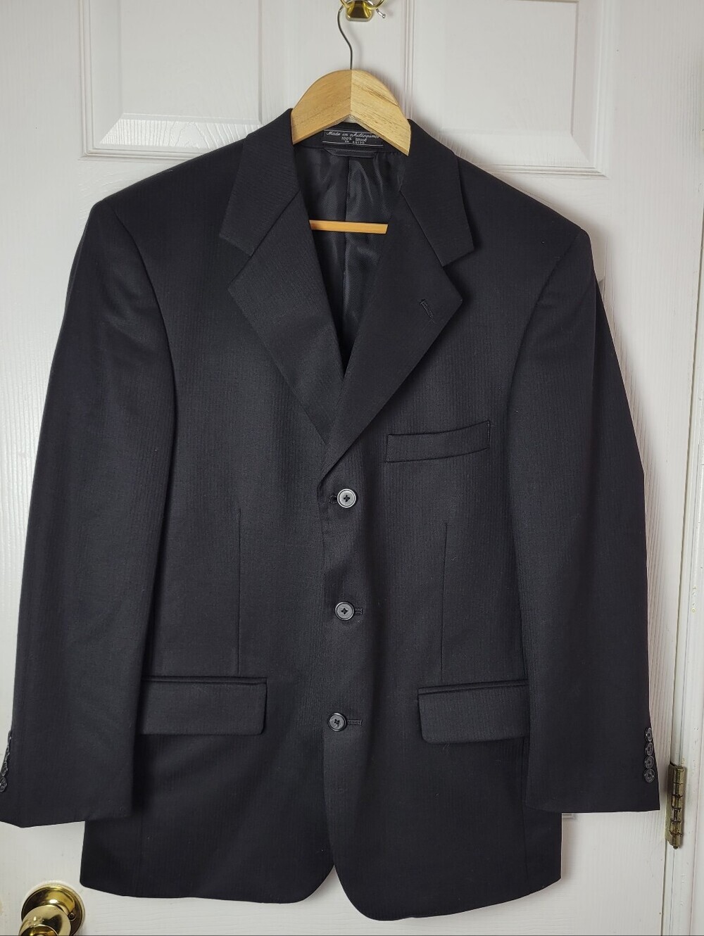 Marco Carelli 100% Wool Black Blazer Suit Jacket - Luxury Formal